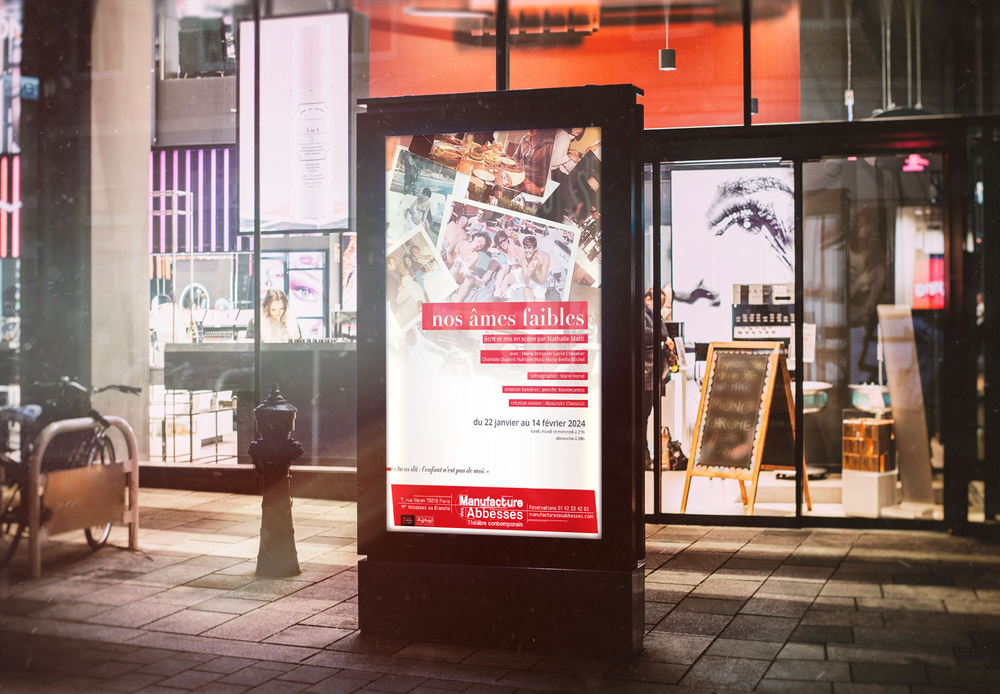 Affiche pour la pièce de théâtre Nos âmes faibles